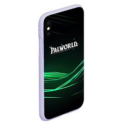Чехол iPhone XS Max матовый Palworld логотип черный зеленый фон, цвет: 3D-светло-сиреневый — фото 2
