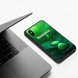 Чехол iPhone XS Max матовый Palworld зеленый мир, цвет: 3D-черный — фото 2