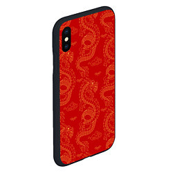 Чехол iPhone XS Max матовый Красный - дракон, цвет: 3D-черный — фото 2