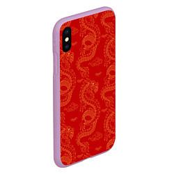 Чехол iPhone XS Max матовый Красный - дракон, цвет: 3D-сиреневый — фото 2