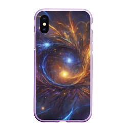 Чехол iPhone XS Max матовый Открытая манипура чакра - космическая, цвет: 3D-сиреневый