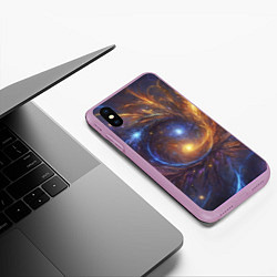 Чехол iPhone XS Max матовый Открытая манипура чакра - космическая, цвет: 3D-сиреневый — фото 2