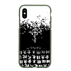 Чехол iPhone XS Max матовый Fullmetal Alchemist текстура иероглифы