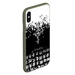 Чехол iPhone XS Max матовый Fullmetal Alchemist текстура иероглифы, цвет: 3D-темно-зеленый — фото 2