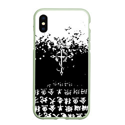 Чехол iPhone XS Max матовый Fullmetal Alchemist текстура иероглифы