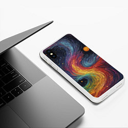 Чехол iPhone XS Max матовый Звездный вихрь абстрактная живопись, цвет: 3D-белый — фото 2