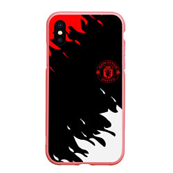 Чехол iPhone XS Max матовый Manchester United flame fc, цвет: 3D-баблгам