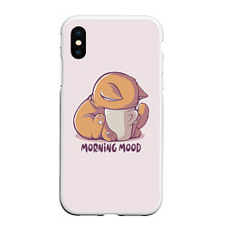 Чехол iPhone XS Max матовый Morning mood - cat, цвет: 3D-белый