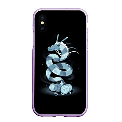 Чехол iPhone XS Max матовый Вязаный китайский дракон, цвет: 3D-сиреневый