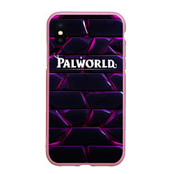 Чехол iPhone XS Max матовый Palworld логотип фиолетовые яркие плиты