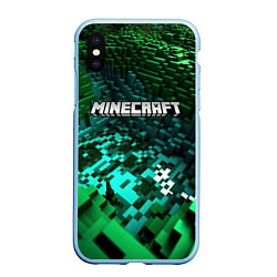 Чехол iPhone XS Max матовый Minecraft logo в стиле киберпанк