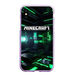 Чехол iPhone XS Max матовый Minecraft logo зеленый мир