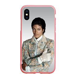 Чехол iPhone XS Max матовый Майкл Джексон в серебряном костюме