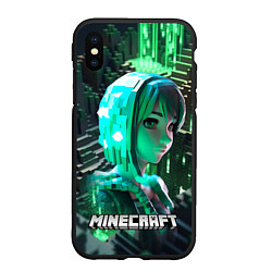 Чехол iPhone XS Max матовый Minecraft персонаж на острове, цвет: 3D-черный