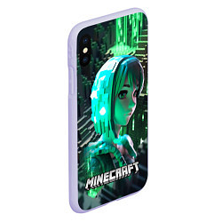 Чехол iPhone XS Max матовый Minecraft персонаж на острове, цвет: 3D-светло-сиреневый — фото 2