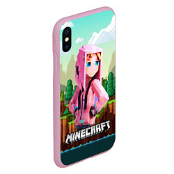 Чехол iPhone XS Max матовый Персонаж Minecraft девушка в пиксельном мире, цвет: 3D-розовый — фото 2