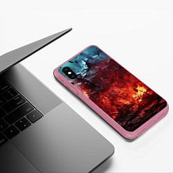 Чехол iPhone XS Max матовый Абстрактный взрыв, цвет: 3D-малиновый — фото 2