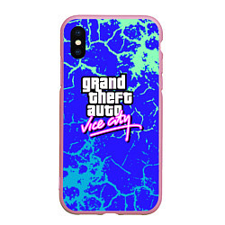 Чехол iPhone XS Max матовый GTA вайсити неоновая текстура