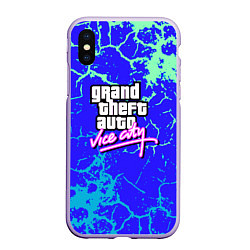 Чехол iPhone XS Max матовый GTA вайсити неоновая текстура, цвет: 3D-светло-сиреневый