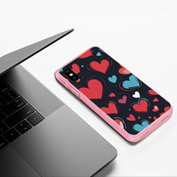 Чехол iPhone XS Max матовый Сердечный паттерн, цвет: 3D-баблгам — фото 2