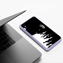 Чехол iPhone XS Max матовый Ювентус спорт краски текстура, цвет: 3D-светло-сиреневый — фото 2