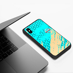 Чехол iPhone XS Max матовый Nissan текстура краски, цвет: 3D-черный — фото 2