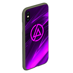 Чехол iPhone XS Max матовый Linkin park neon stripes logo, цвет: 3D-темно-зеленый — фото 2