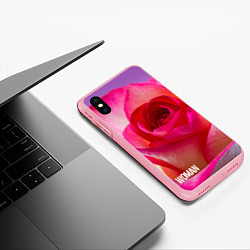 Чехол iPhone XS Max матовый Розовая роза - woman, цвет: 3D-баблгам — фото 2