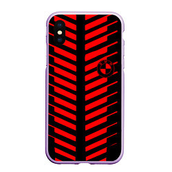 Чехол iPhone XS Max матовый BMW geometry sport red strupes, цвет: 3D-сиреневый