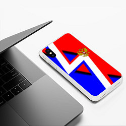 Чехол iPhone XS Max матовый Герб России спортивный стиль, цвет: 3D-белый — фото 2