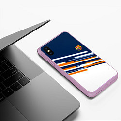 Чехол iPhone XS Max матовый Реал мадрид текстура футбол спорт, цвет: 3D-сиреневый — фото 2
