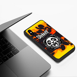 Чехол iPhone XS Max матовый Slipknot рок панда и огонь, цвет: 3D-черный — фото 2