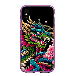 Чехол iPhone XS Max матовый Irezumi - Japanese dragon ai art