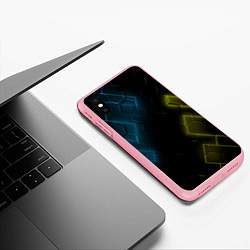 Чехол iPhone XS Max матовый Нано соты и неон, цвет: 3D-баблгам — фото 2