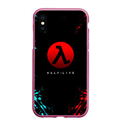 Чехол iPhone XS Max матовый Half life краска текстура валф, цвет: 3D-малиновый