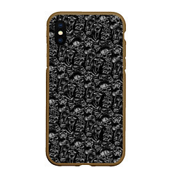 Чехол iPhone XS Max матовый Черепа с меткой жертвы, цвет: 3D-коричневый
