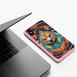 Чехол iPhone XS Max матовый Медведь шаман тотемное животное, цвет: 3D-баблгам — фото 2