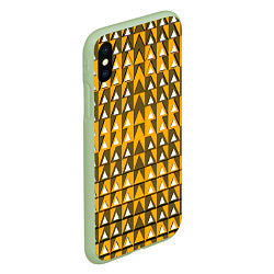 Чехол iPhone XS Max матовый Узор из треугольников жёлтый, цвет: 3D-салатовый — фото 2