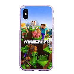 Чехол iPhone XS Max матовый Minecraft pixel world, цвет: 3D-сиреневый