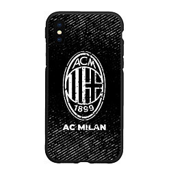 Чехол iPhone XS Max матовый AC Milan с потертостями на темном фоне