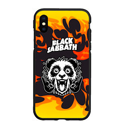 Чехол iPhone XS Max матовый Black Sabbath рок панда и огонь, цвет: 3D-черный