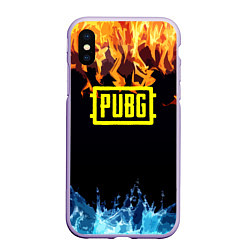 Чехол iPhone XS Max матовый PUBG online битва огня и льда, цвет: 3D-светло-сиреневый