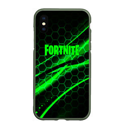 Чехол iPhone XS Max матовый Fortnite epic броня зелёная, цвет: 3D-темно-зеленый