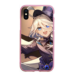 Чехол iPhone XS Max матовый Genshin Impact Furina happy smile, цвет: 3D-розовый