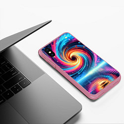 Чехол iPhone XS Max матовый Неоновая космическая абстракция - нейросеть, цвет: 3D-малиновый — фото 2