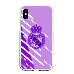 Чехол iPhone XS Max матовый Real Madrid текстура фк, цвет: 3D-белый