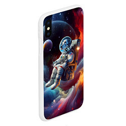 Чехол iPhone XS Max матовый Космонавт далматинец в неоновой галактике, цвет: 3D-белый — фото 2