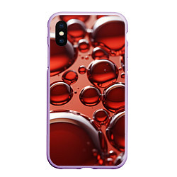 Чехол iPhone XS Max матовый Крупные красные капли, цвет: 3D-сиреневый