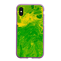 Чехол iPhone XS Max матовый Зеленые подтеки, цвет: 3D-фиолетовый