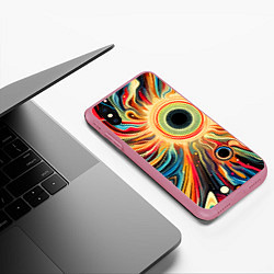 Чехол iPhone XS Max матовый Space abstraction - ai art, цвет: 3D-малиновый — фото 2